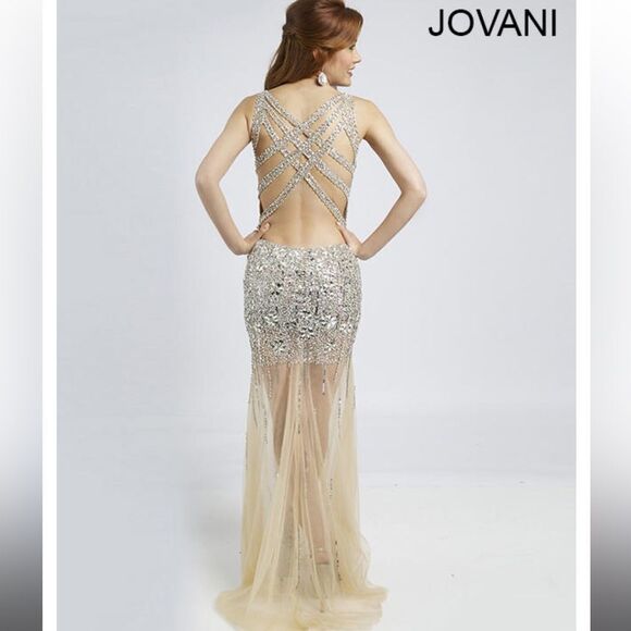 Jovani 90736A Embellished Illusion Dress size 4 NWT - Picture 3 of 14